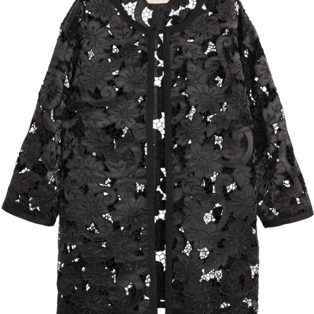 H&M Black Embroidered Satin Lacy Jacket - Picture 1 of 5